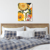 Oranje geel zaaien zonnebloem kunst canvas afdruk (Insitu (Slaapkamer))