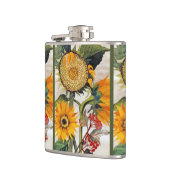 Oranje geel zaaien zonnebloem kunst heupfles (Links)