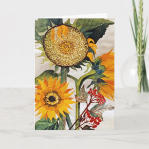 Oranje geel zaaien zonnebloem kunst kaart