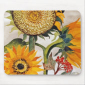 Oranje geel zaaien zonnebloem kunst muismat (Voorkant)