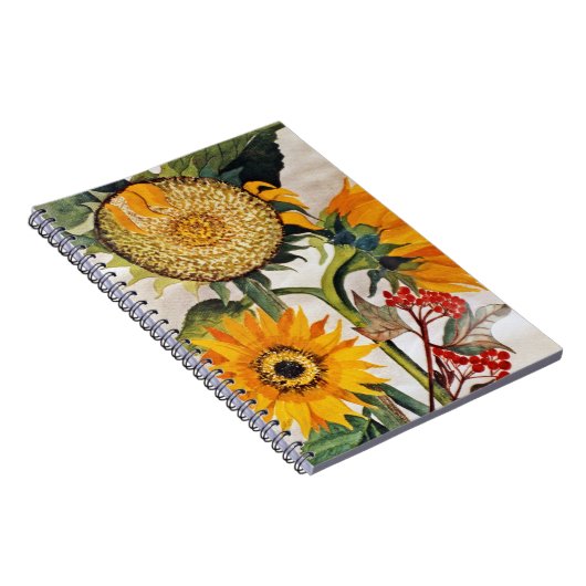 Oranje geel zaaien zonnebloem kunst notitieboek (Rechterzijde)