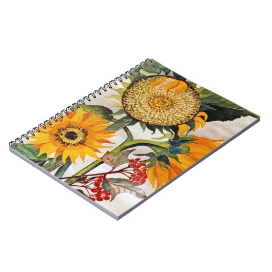 Oranje geel zaaien zonnebloem kunst notitieboek (Linkerzijde)