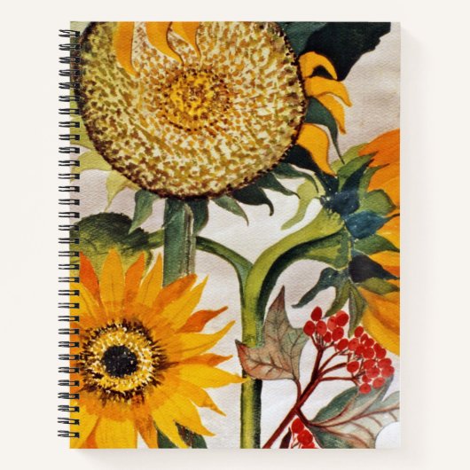 Oranje geel zaaien zonnebloem kunst notitieboek (Voorkant)