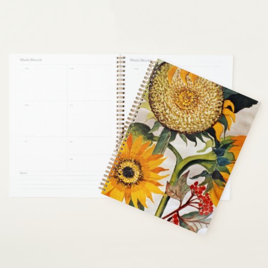 Oranje geel zaaien zonnebloem kunst planner (Display)
