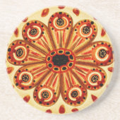  Oranje geel zeewier, geïllustreerd Zandsteen Onderzetter (Voorkant)