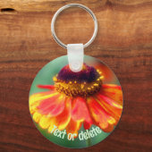 Oranje Geel Zinnia Daisy Flower Personalized Sleutelhanger (Voorkant)