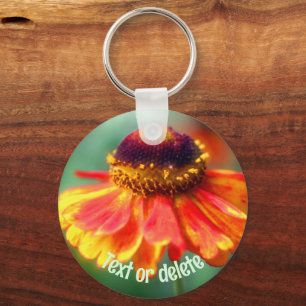 Oranje Geel Zinnia Daisy Flower Personalized Sleutelhanger