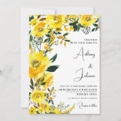 Oranje geel zomer botanische bloemen bruiloft kaart (Voorkant)