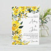 Oranje geel zomer botanische bloemen bruiloft kaart (Staand voorkant)