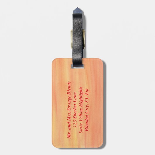 Oranje Geel Zonneblends Monogram Bagagelabel (Achterkant verticaal)