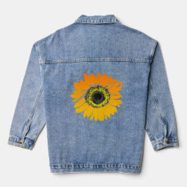 Oranje geel zonnebloem design denim jas jacket