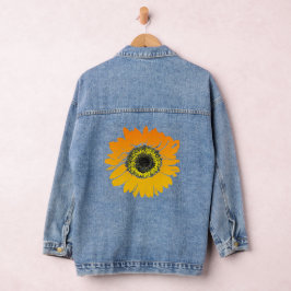 Oranje geel zonnebloem design denim jas jacket