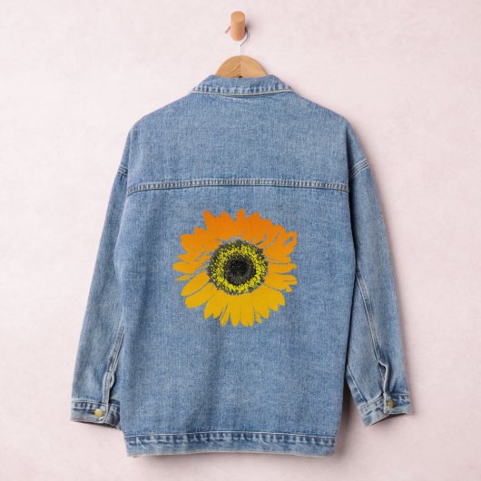 Oranje geel zonnebloem design denim jas jacket (Hangar)