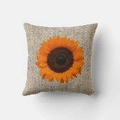oranje geel Zonnebloem jute home decor kussen (Achterkant)