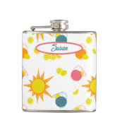 Oranje Geel Zonnezuur Blauwgroen Roze limonadegips Heupfles (Voorkant)