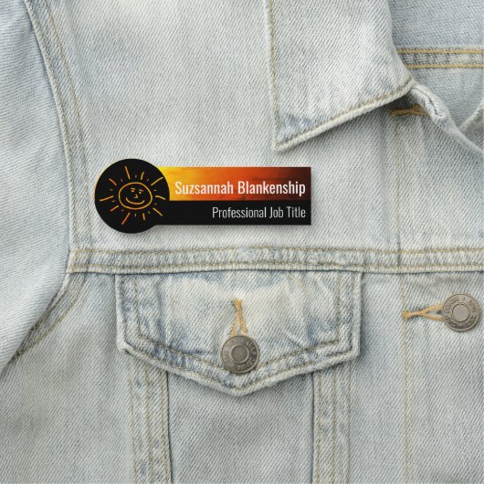 Oranje geel zonsondergang kunst en Happy Face Naamplaatje (In situ)