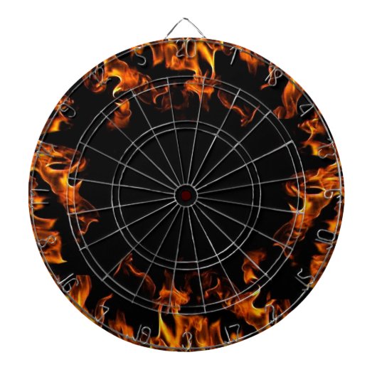 oranje geel zwart dartboard met echte vuurvlam dartbord (Voorkant)