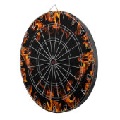 oranje geel zwart dartboard met echte vuurvlam dartbord (Voorkant Rechts)