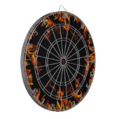 oranje geel zwart dartboard met echte vuurvlam dartbord (Voorkant Links)
