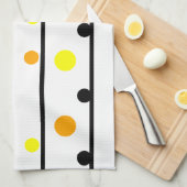 Oranje geel zwart polka stippen theedoek (Quarter Fold)