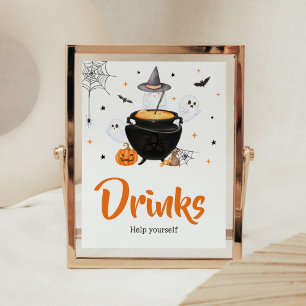 Oranje geest Halloween Baby is Drinken brouwen Poster