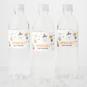 Oranje geest Halloween Little Boo Baby shower Waterfles Etiket