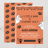 Oranje Geesten Little Boo Halloween baby shower Kaart (Voorkant / Achterkant)