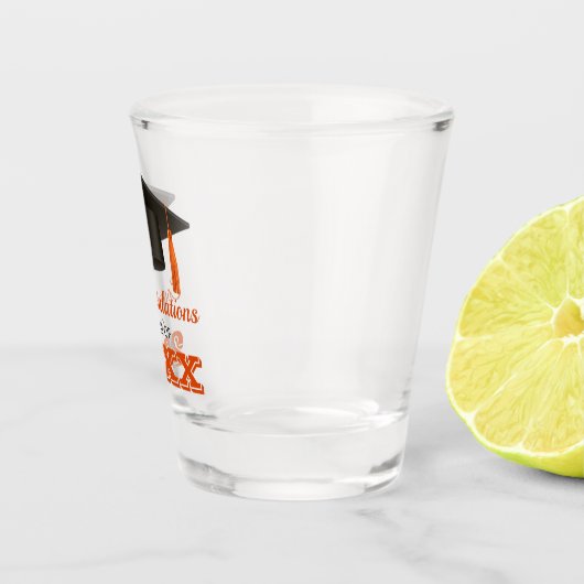 Oranje gefeliciteerd college shot glas (Rechts)
