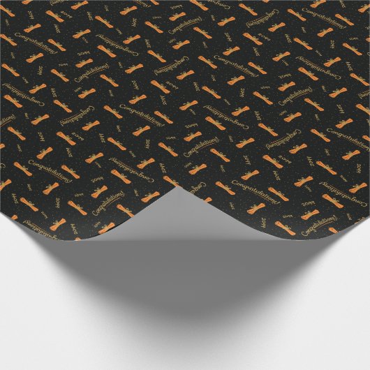 Oranje gefeliciteerd Diploma Afstudeerder jaar Cadeaupapier (Hoek)