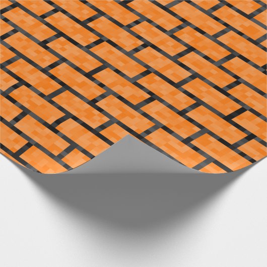 Oranje, geïnspireerd 8-bits patroon van blokken cadeaupapier (Hoek)