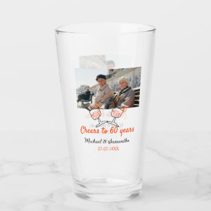 Oranje gejuich voor 60-jarig huwelijksfeest glas