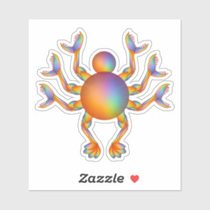 Oranje gekleurd zeedier sticker