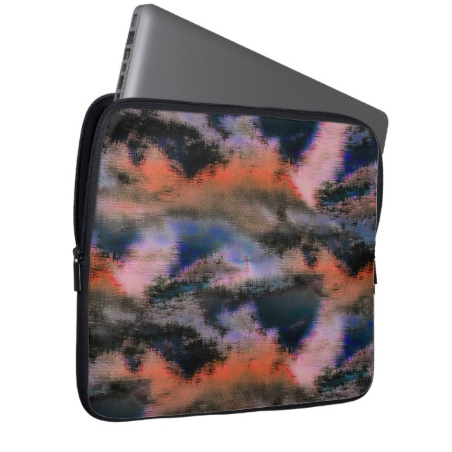 Oranje gekleurde donkere wolken textuur, gedrizzle laptop sleeve (Voorkant Rechts)