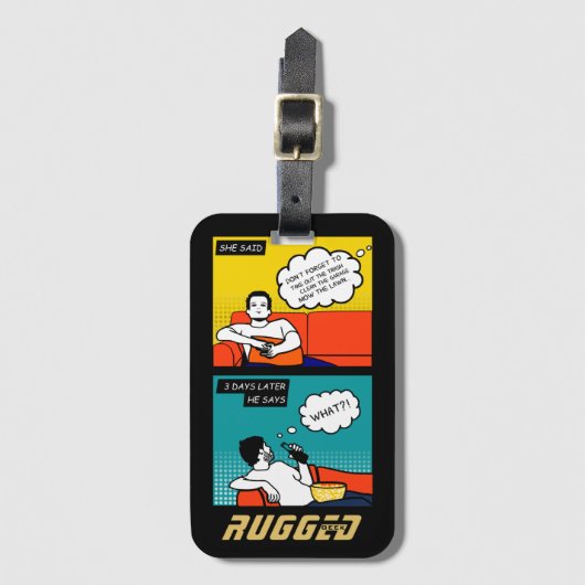 oranje gele blauwe honing Rugged Geek Comics Bagagelabel (Voorkant (verticaal))