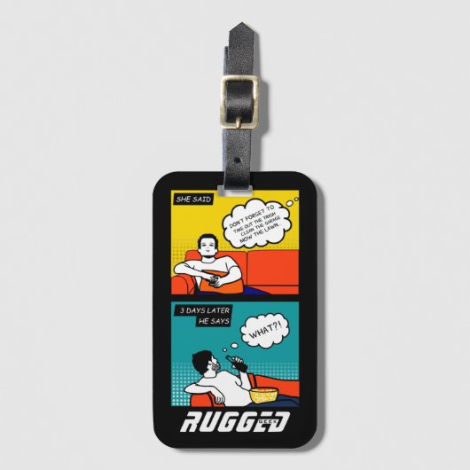 oranje gele blauwe honing Rugged Geek Comics Bagagelabel (Voorkant (verticaal))