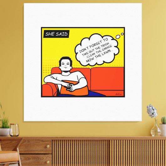 oranje gele blauwe honing Rugged Geek Comics Canvas Afdruk (Insitu (Woonkamer))