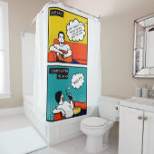 oranje gele blauwe honing Rugged Geek Comics Douchegordijn (In situ)