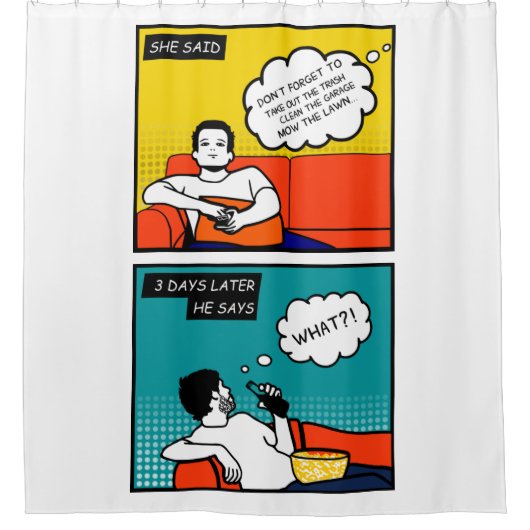 oranje gele blauwe honing Rugged Geek Comics Douchegordijn (Voorkant)