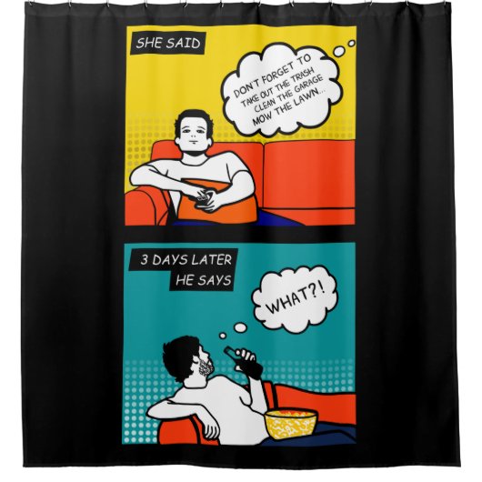 oranje gele blauwe honing Rugged Geek Comics Douchegordijn (Voorkant)