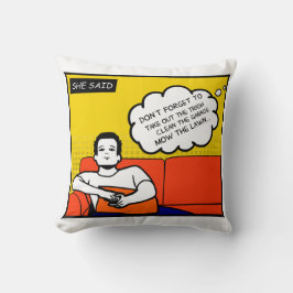 oranje gele blauwe honing Rugged Geek Comics Kussen