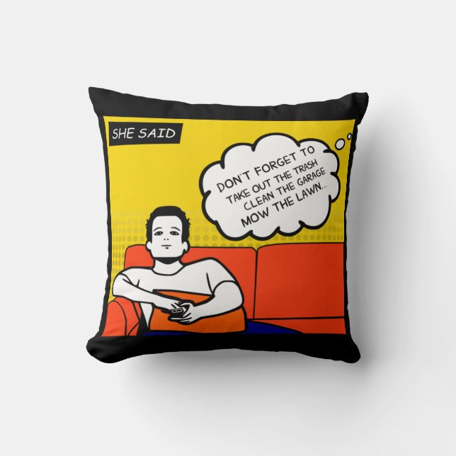 oranje gele blauwe honing Rugged Geek Comics Kussen (Voorkant)