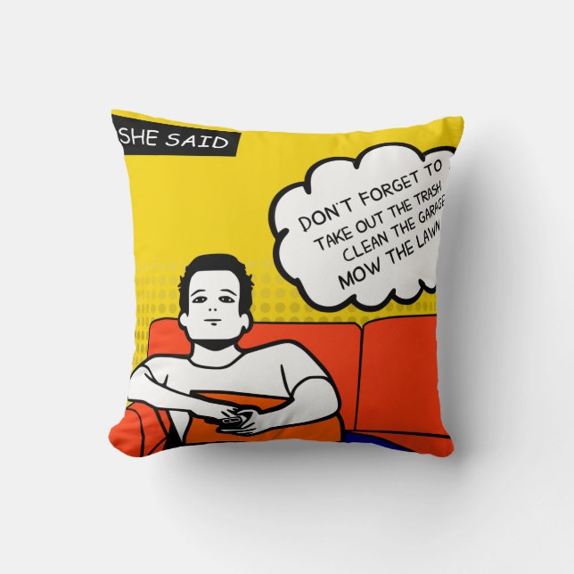 oranje gele blauwe honing Rugged Geek Comics Kussen (Voorkant)