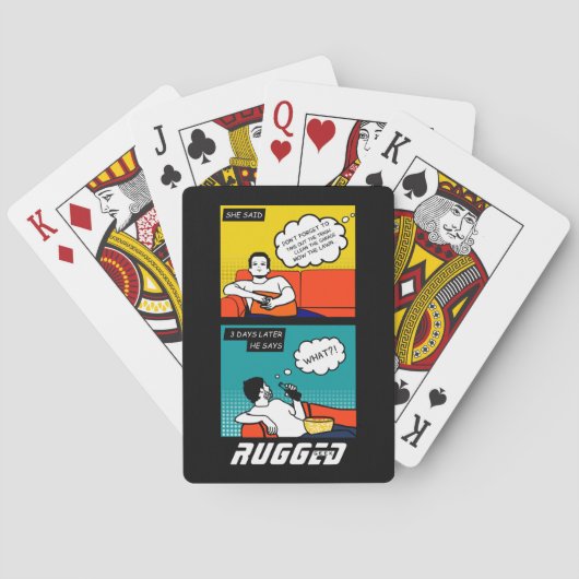 oranje gele blauwe honing Rugged Geek Comics Pokerkaarten (Achterkant)