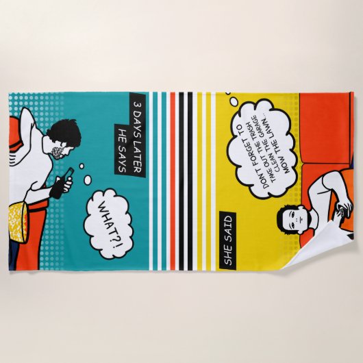 oranje gele blauwe honing Rugged Geek Comics Strandlaken (Voorkant)