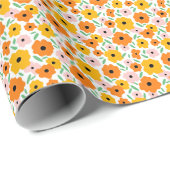 Oranje gele bloem cadeaupapier (Rol Hoek)