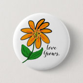 Oranje Gele Bloem Ronde Button 5,7 Cm (Voorkant)