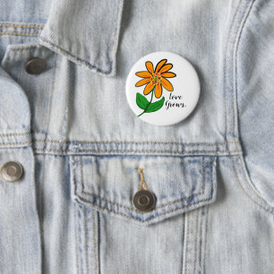 Oranje Gele Bloem Ronde Button 5,7 Cm