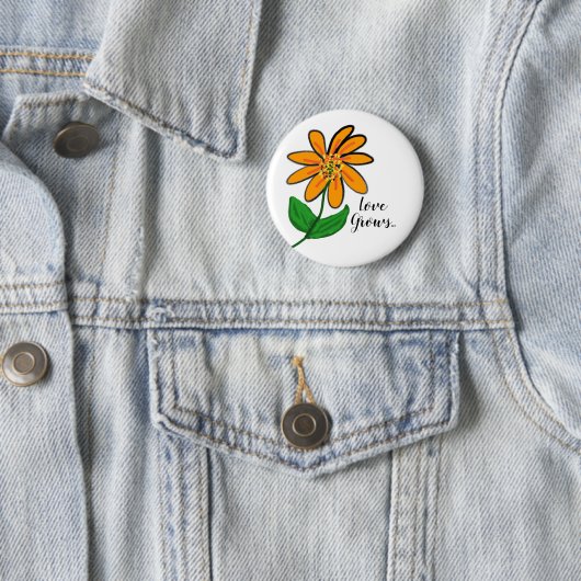 Oranje Gele Bloem Ronde Button 5,7 Cm (In situ)