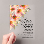 Oranje Gele Bloemen Bewaar de datum Acryl Uitnodigingen (Insitu (Draagbaar))