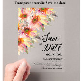 Oranje Gele Bloemen Bewaar de datum Acryl Uitnodigingen